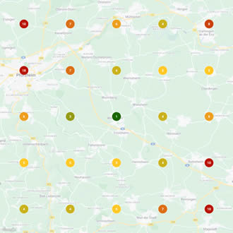 SEO / On Page / Check und optimieren / Local SEO Geographischer Scan Bericht mit Raster